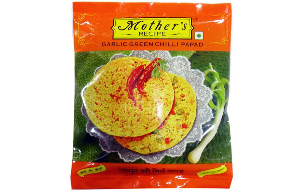 Mother's Recipe Garlic Green Chilli Papad   Pack  200 grams